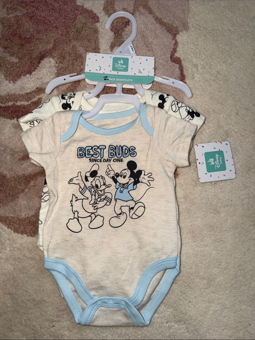 NEW Disney Mickey Mouse One-Piece Bodysuits, Set of 2.